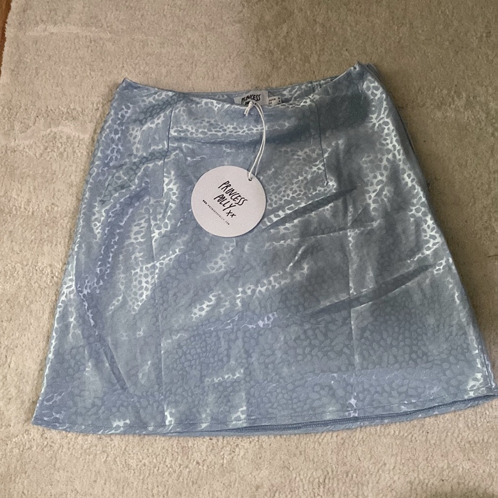PRINCESS POLLY NWT Blue Silk Skirt US 4